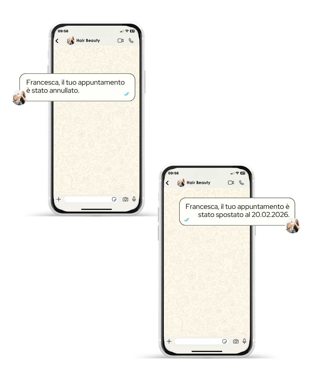 notifiche promemoria cancellazione e modifica appuntamento salone